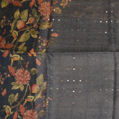 Tussar Silk Slate Black Saree with Blouse