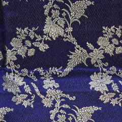 Kanchivaram Navy Blue Saree With Jari Boarder with Blouse