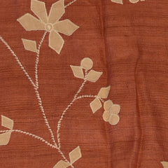 Tussar Silk Rust Brown Saree with Blouse