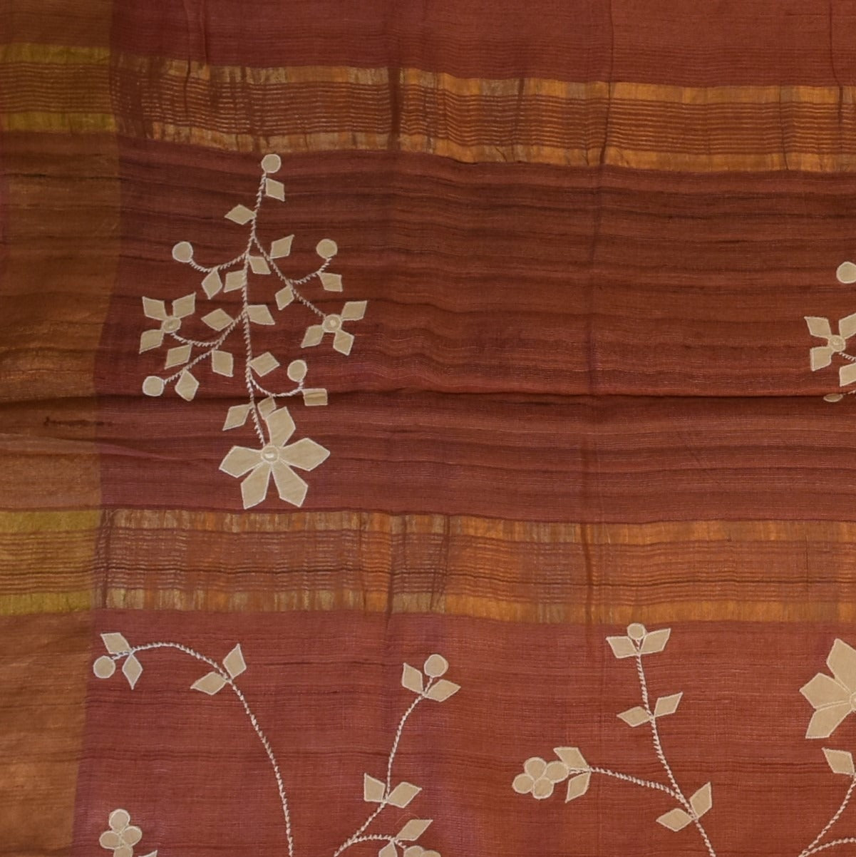 Tussar Silk Rust Brown Saree with Blouse