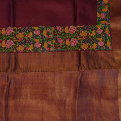 Tussar Silk Mulberry Wine Saree with Blouse