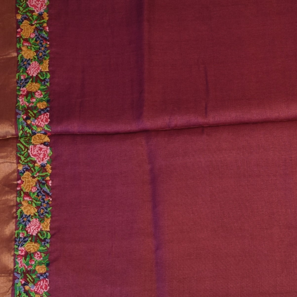 Tussar Silk Mulberry Wine Saree with Blouse