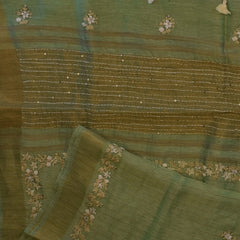 Tussar Silk Olive Sage Saree with Blouse