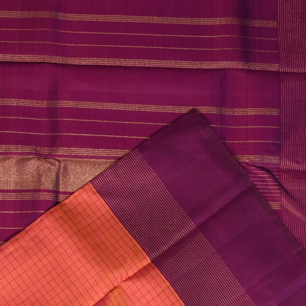 Kanchipuram Silk Salmon Pink Saree with Blouse