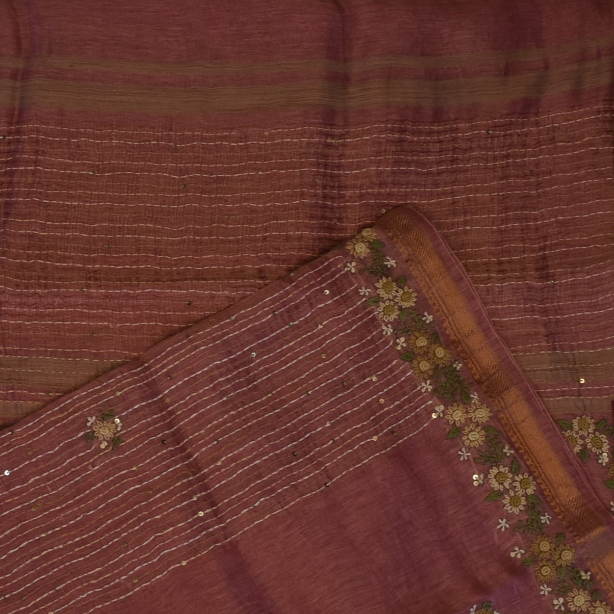 Tussar Silk Dusty Rose Saree with Blouse