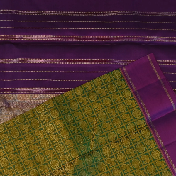 Kanchipuram Silk Forest Green & Goldenrod Saree with Blouse