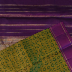 Kanchipuram Silk Forest Green & Goldenrod Saree with Blouse