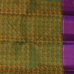 Kanchipuram Silk Forest Green & Goldenrod Saree with Blouse