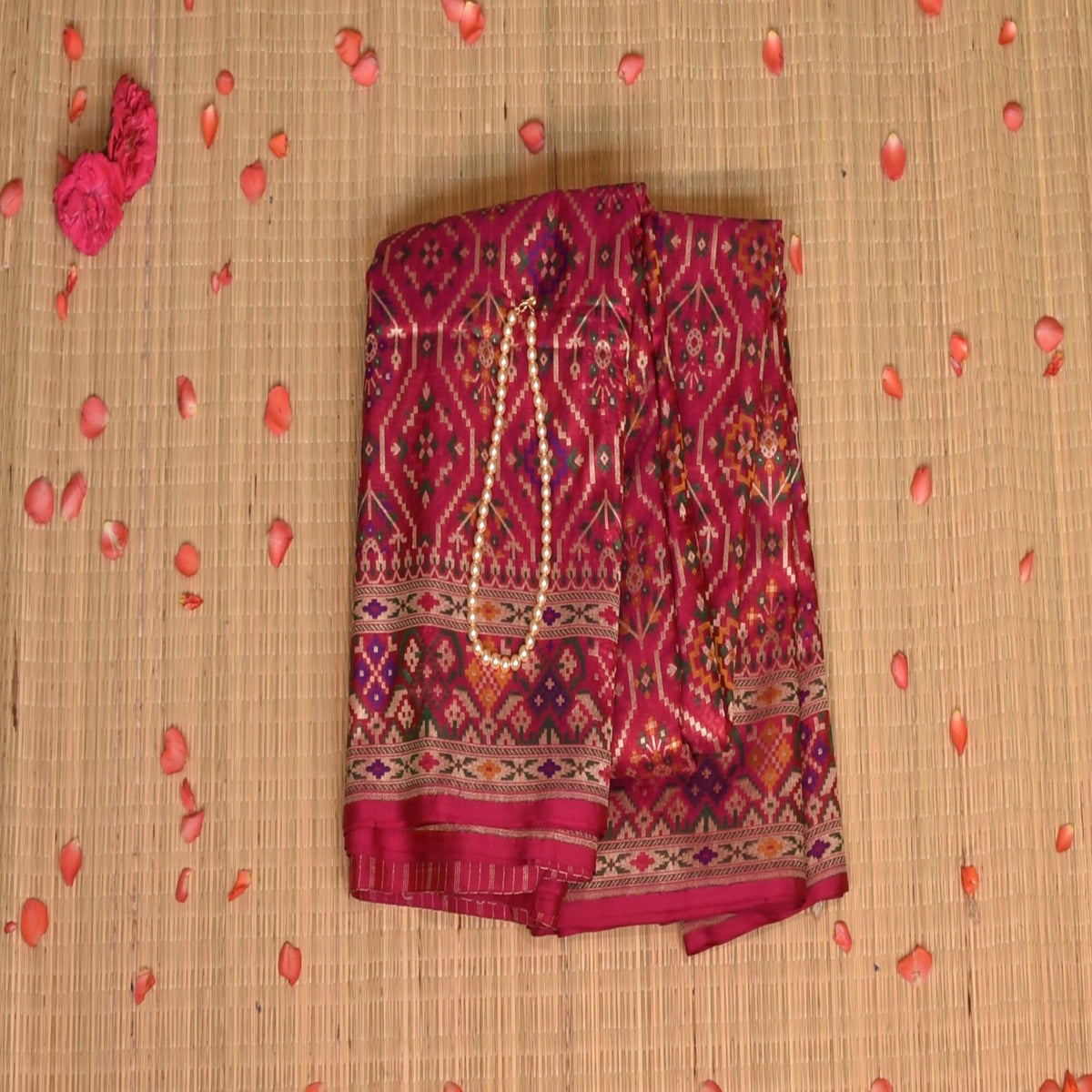 Benarasi pure silk deep pink saree with jari boarder