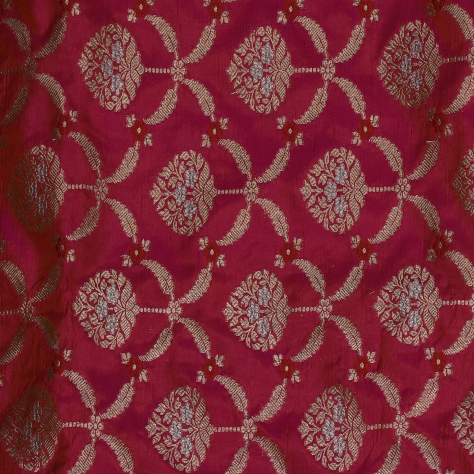 Benarasi pure silk orange & deep pink saree with jari work