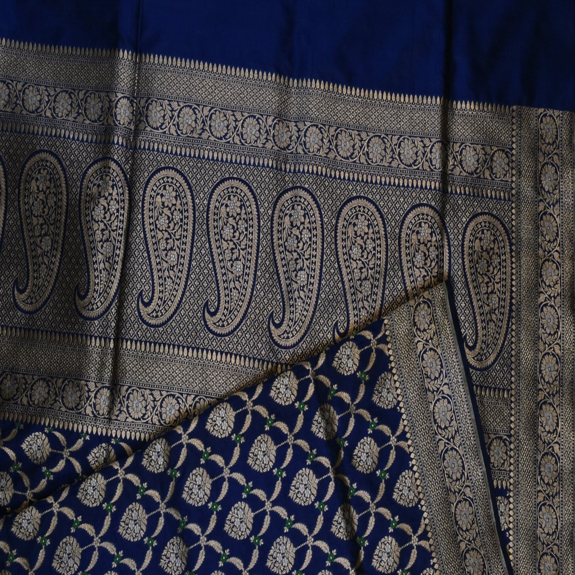 Benarasi pure silk navy blue saree with jari work
