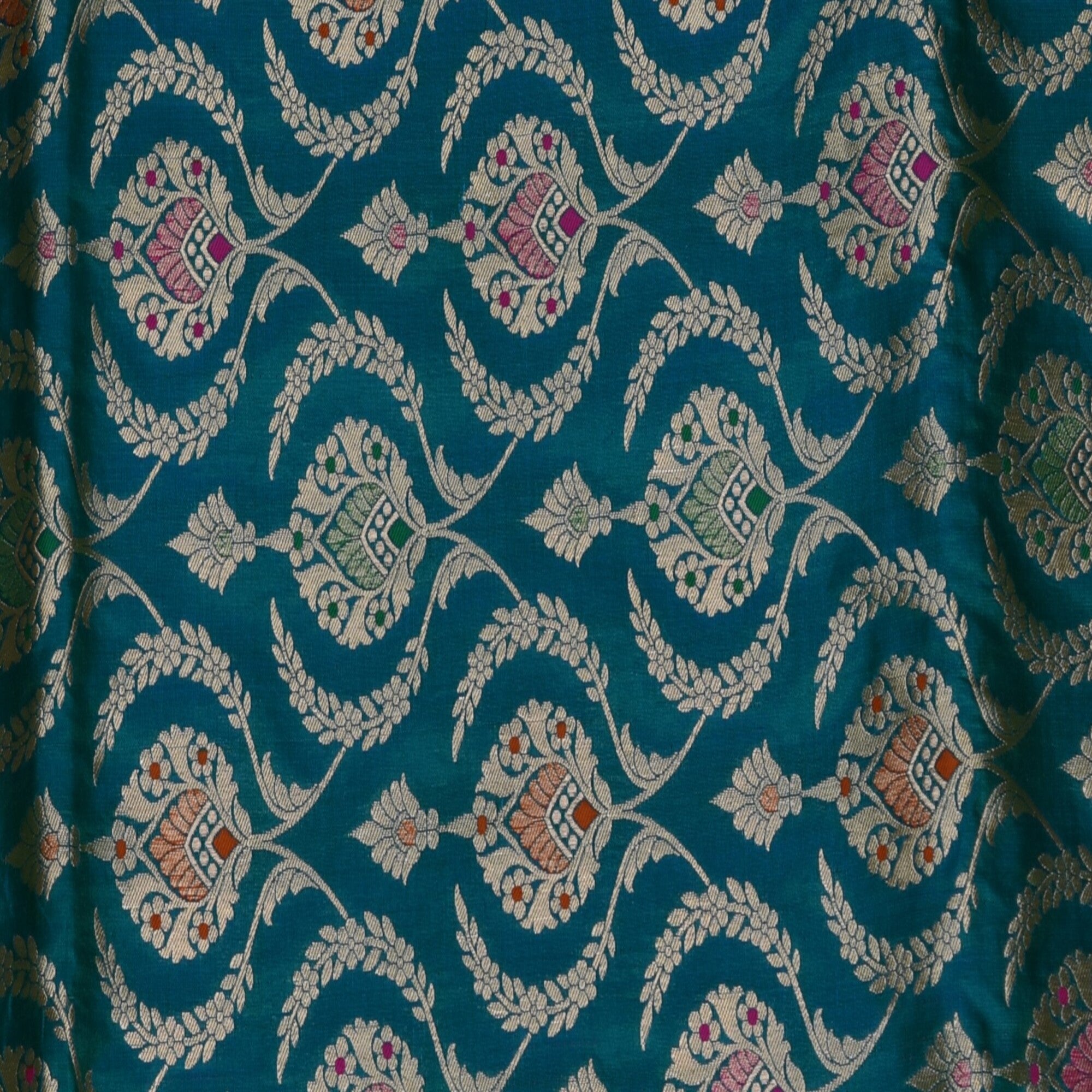 Benarasi pure silk dark turquoise blue saree with jari work