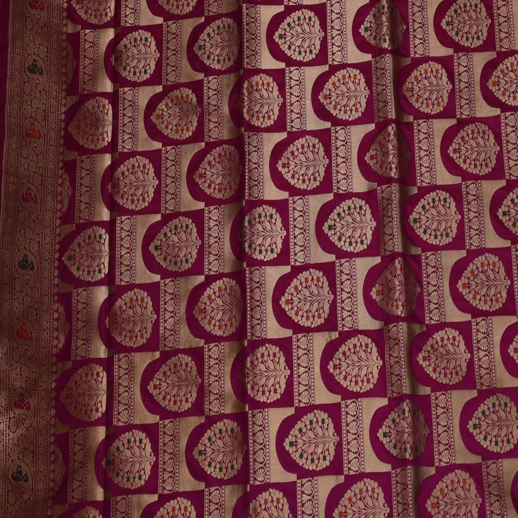 Benarasi pure silk deep pink saree with full jari work