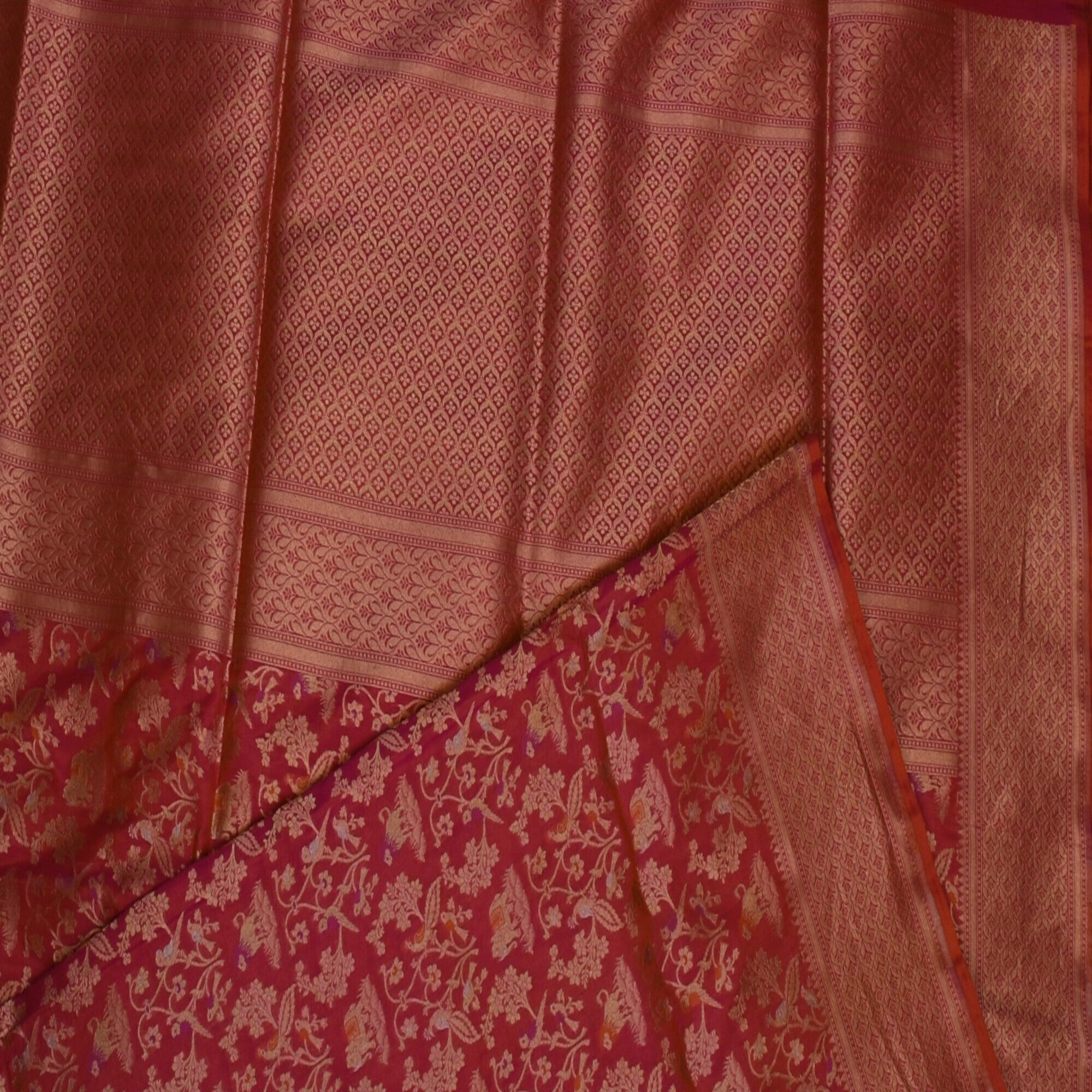 Benarasi pure silk pink & orange saree with jari work
