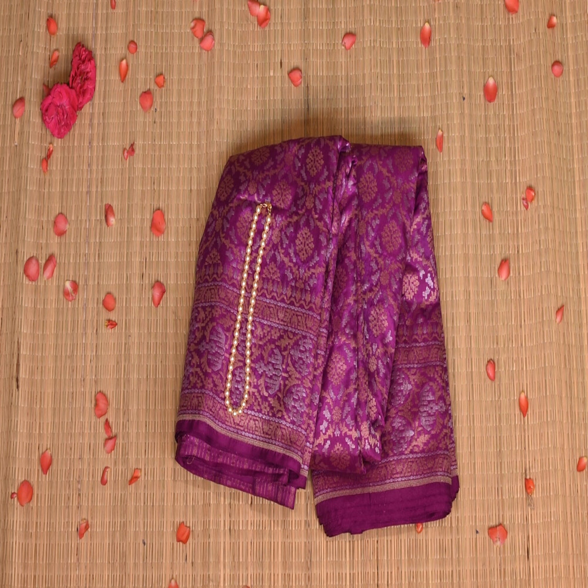 Benarasi pure silk pink saree with jari work