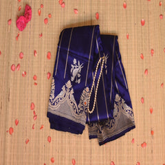 Benarasi pure silk dark blue saree with jari work