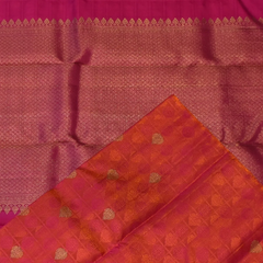 Kanchipuram Silk Terra Cotta Saree with Blouse