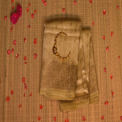 benarasi khathan silk  khadi saree with gold jari boarder