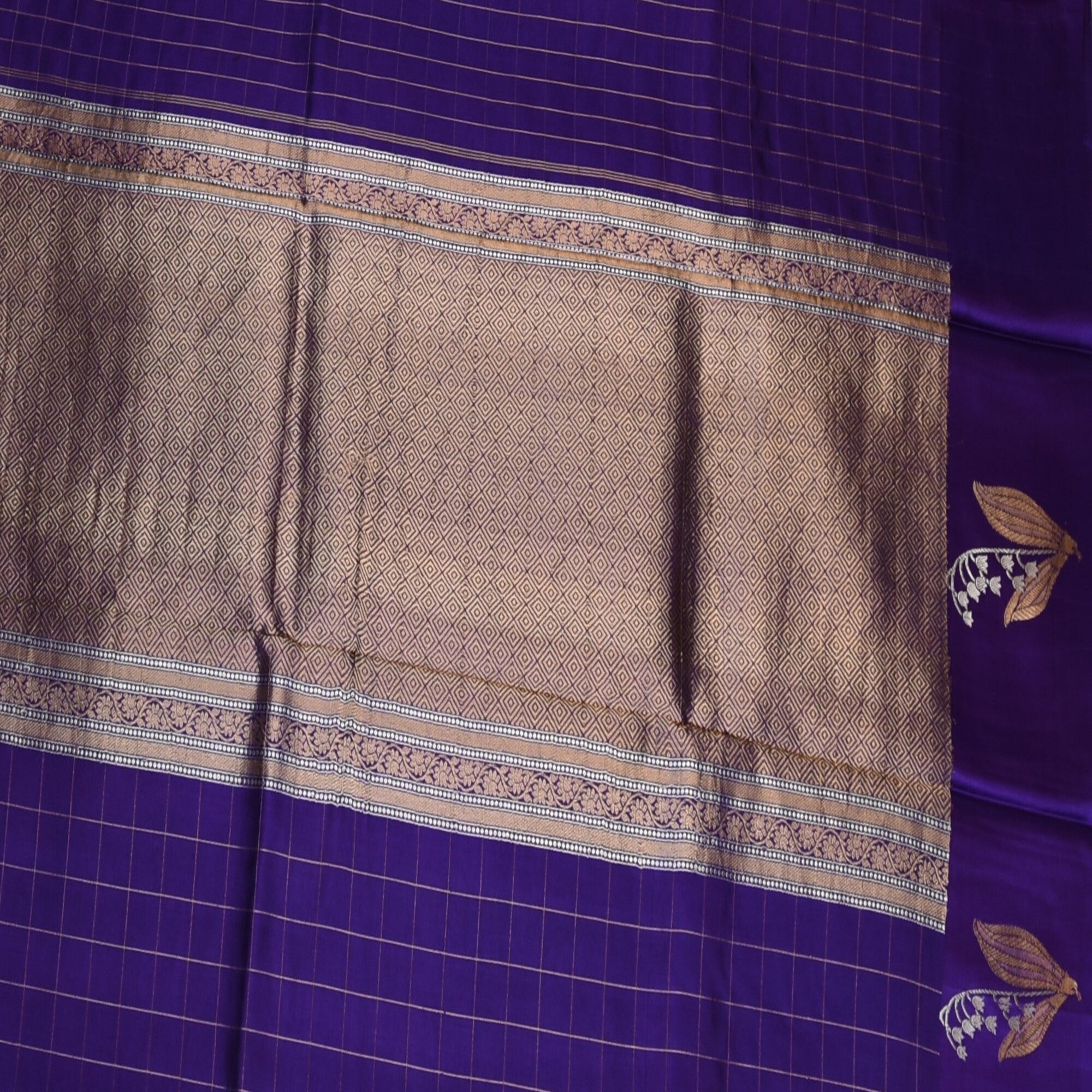 Benarasi kathan silk purple saree with motif boarder