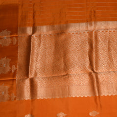 kathan Silk Benaras Orange saree with Jari Boarder