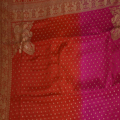 Benarasi crepe silk pink & red mix saree with jari boader