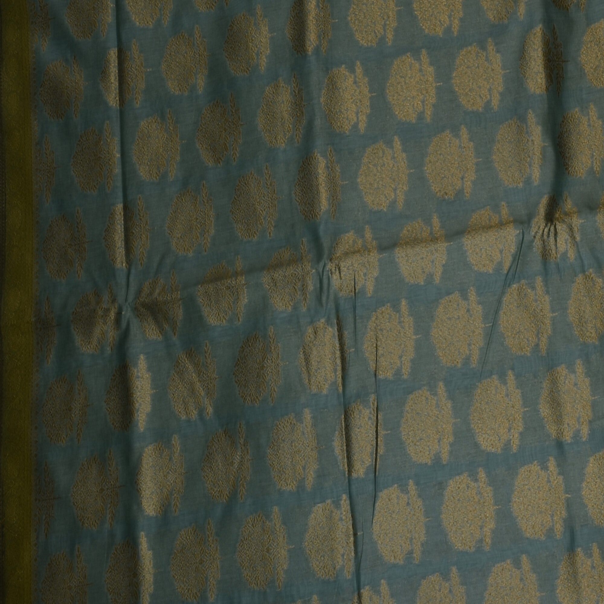 Benarasi rangkart chanderi silk aquamarine saree with jari boarder