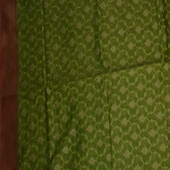 Benarasi rangkart chanderi silk green saree with coral color jari boarder