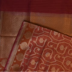 Banarasi Rangkat Cotton Terracotta Saree with Blouse