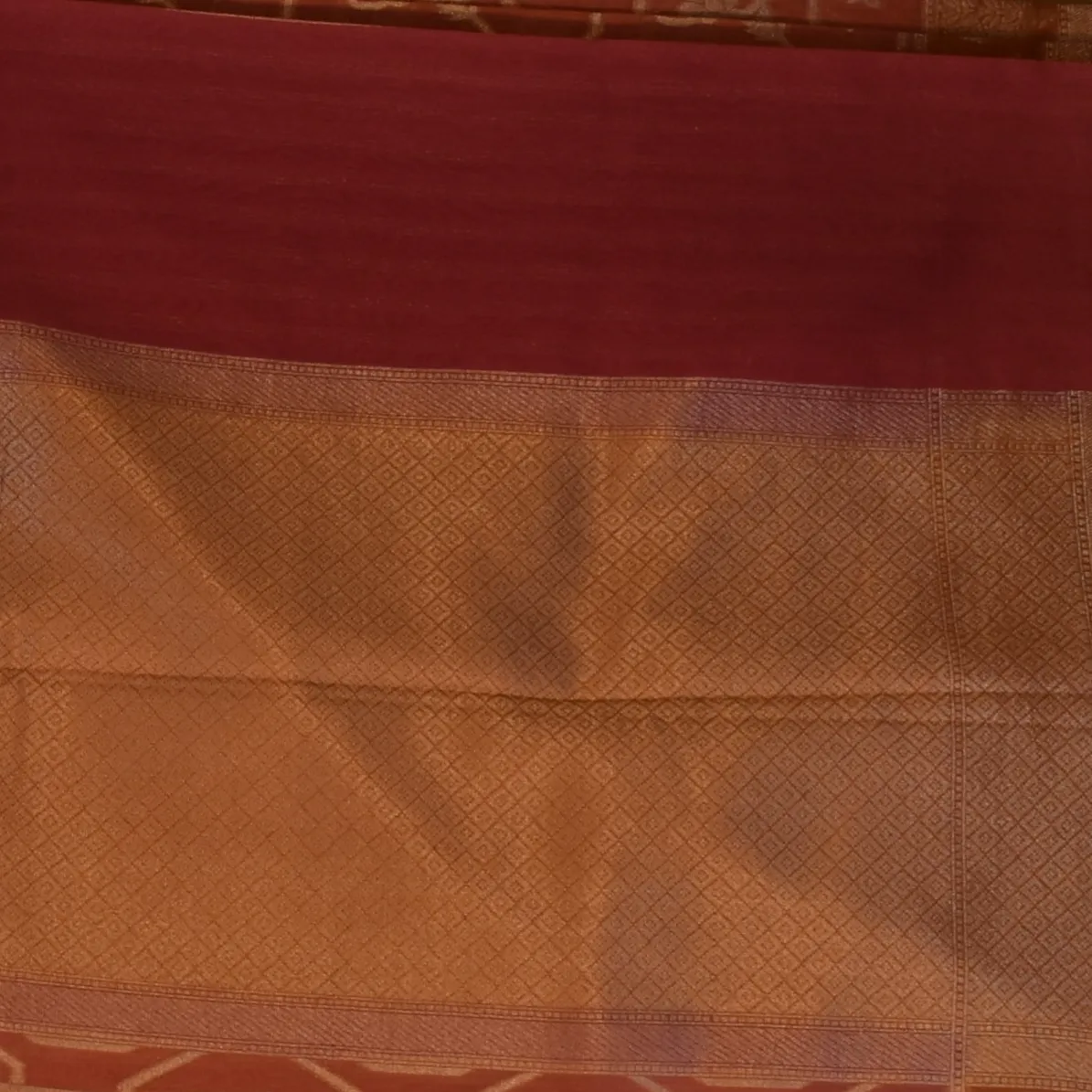 Banarasi Rangkat Cotton Terracotta Saree with Blouse