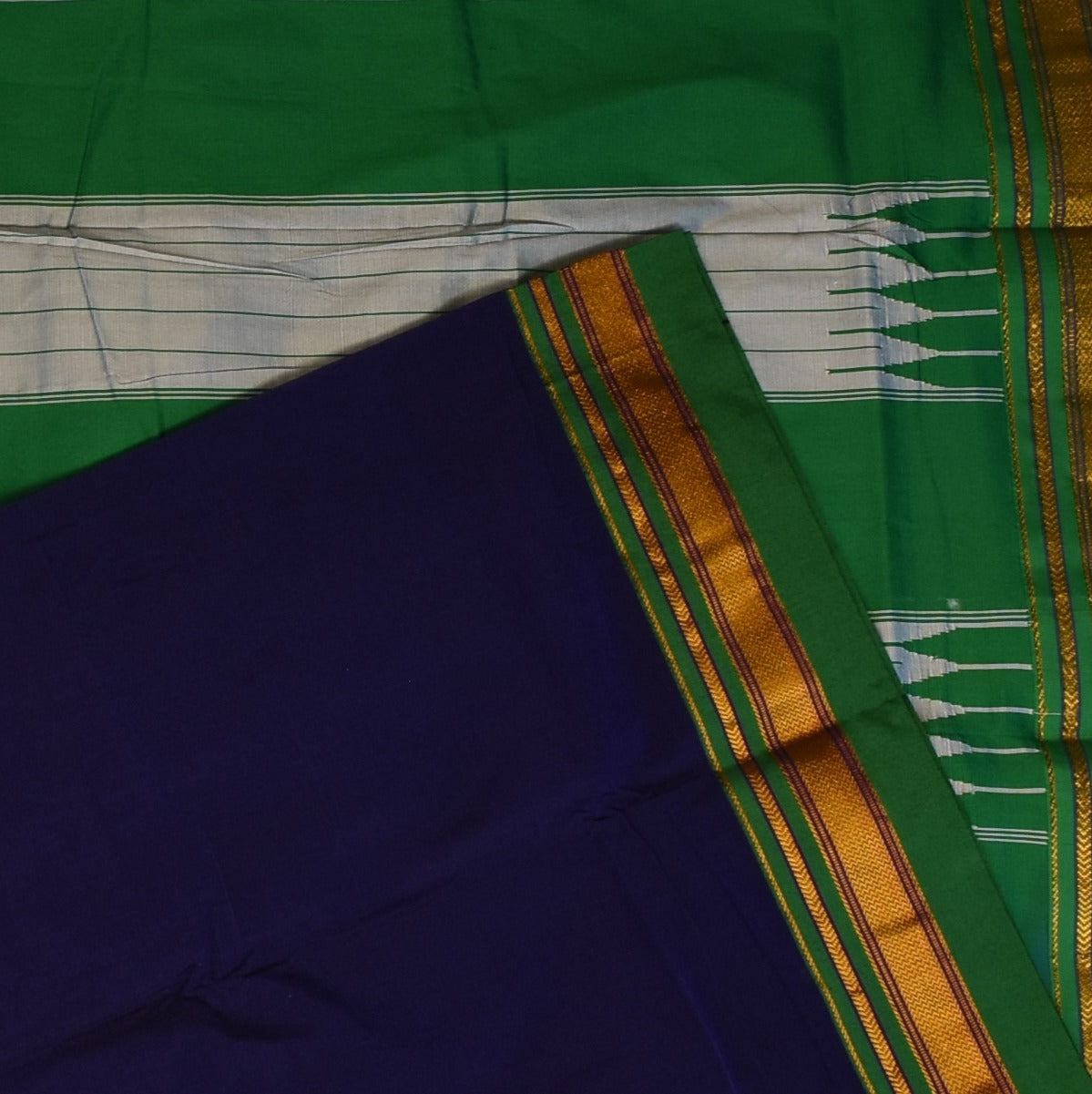 Ilkal Cotton Silk Indigo Blue Saree with Blouse