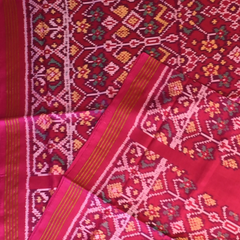 Pochampally ikkat Raspberry Red Saree with Blouse