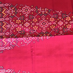 Pochampally ikkat Raspberry Red Saree with Blouse