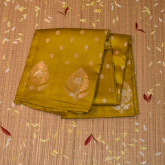 Pure Benarasi silk Lemon yellow saree with jari boarder