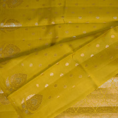 Pure Benarasi silk Lemon yellow saree with jari boarder