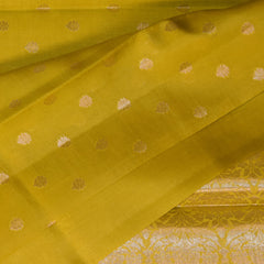 Pure Benarasi silk Lemon yellow saree with jari boarder