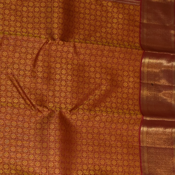 Kanchipuram Silk Burnt Orange Saree with Blouse