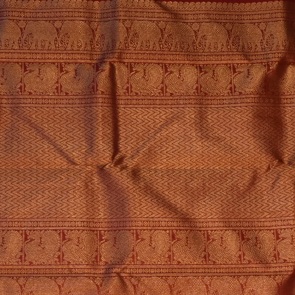 Kanchipuram Silk Burnt Orange Saree with Blouse