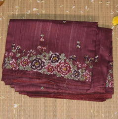 Raw Silk Megenta saree with thread work boarder