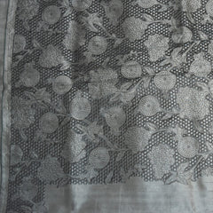 Semi Tussar Dark green  saree with cut work