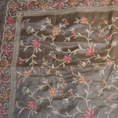 Pure tussar beige saree with thread work boarder