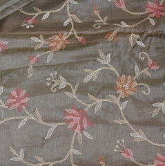 Pure tussar beige saree with thread work boarder