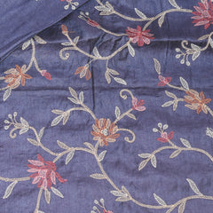 Pure tussar blue saree with tread work