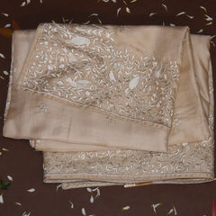 Semi Silk Cream saree with thread work boarder