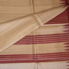 Pure Tussar Cream saree with thread work boarder