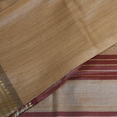 Pure Tussar Cream saree with thread work boarder