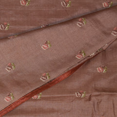 Pure Tussar Peach saree thread work boarder