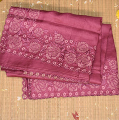 Pure Tussar megenta saree with thread work boarder