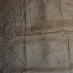 Pure Tussar mehandi green thread work boarder