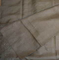 Pure Tussar mehandi green thread work boarder