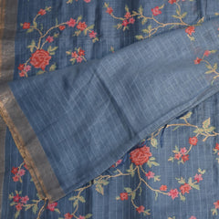 Pure Tussar Navy blue saree full tread work